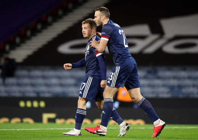 Ryan Fraser, left, celebrates his goal