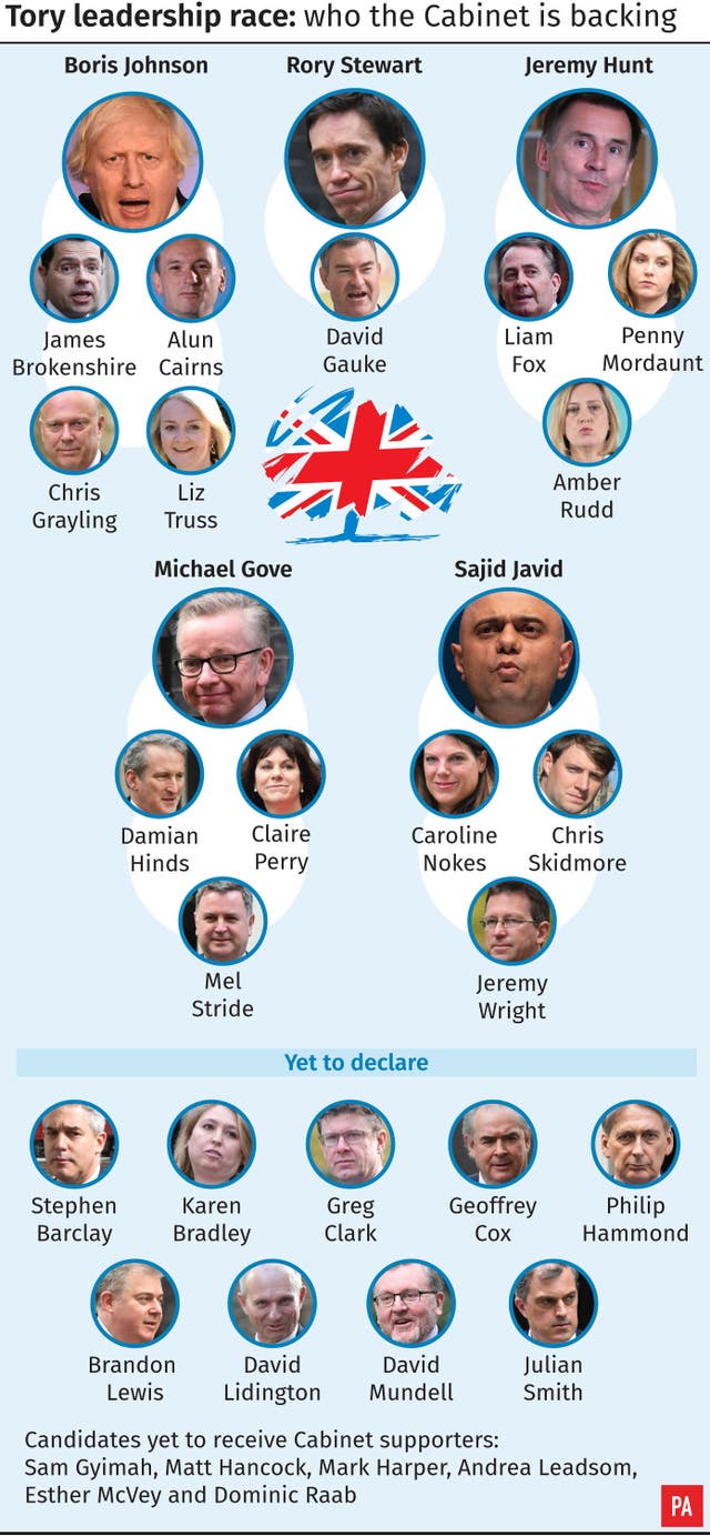 Tory leadership race, who the Cabinet is backing
