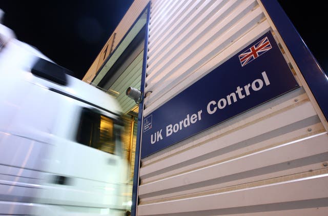 UK Border Agency staff at the ferry port in Calais, France