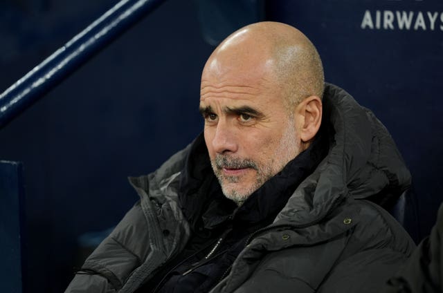 Manchester City manager Pep Guardiola during the Premier League match at the Etihad Stadium