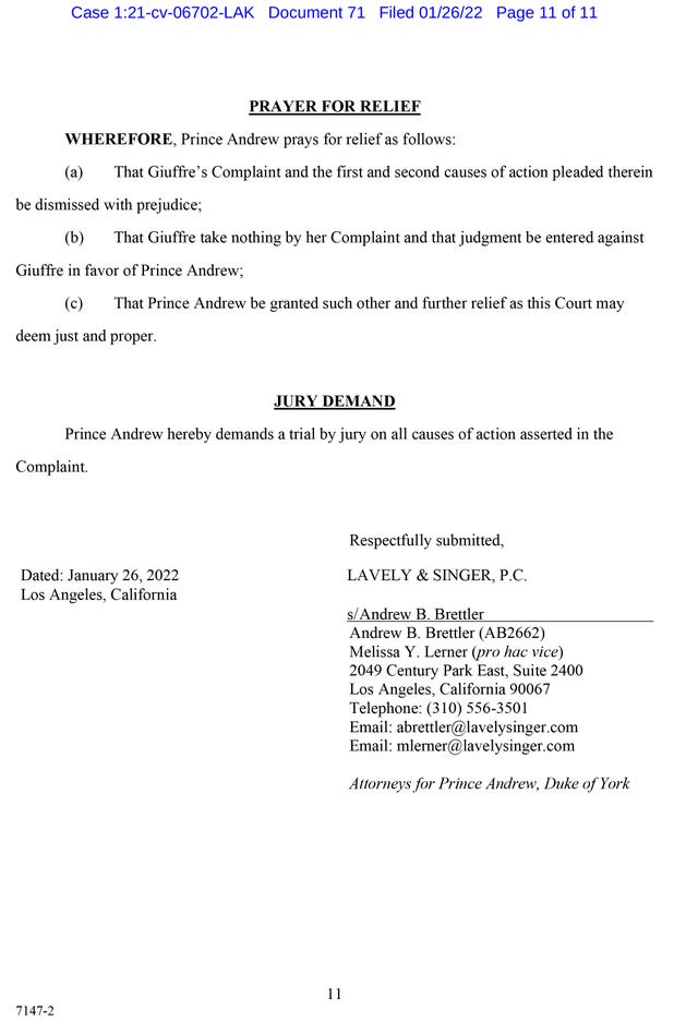 Virginia Giuffre lawsuit