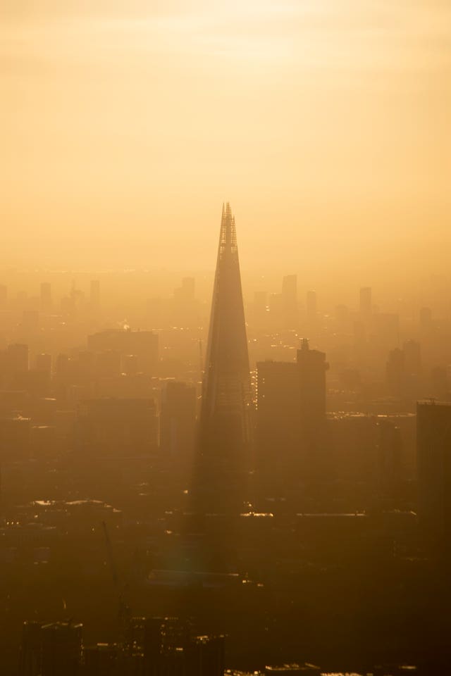 The Shard as seen from a hot air balloon