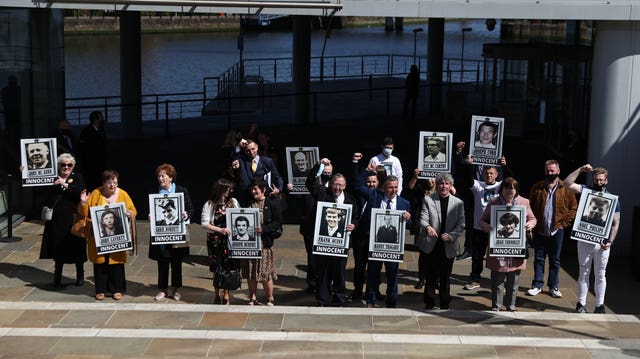 Families celebrate outside the International Convention Centre (ICC) (Liam McBurney/PA)