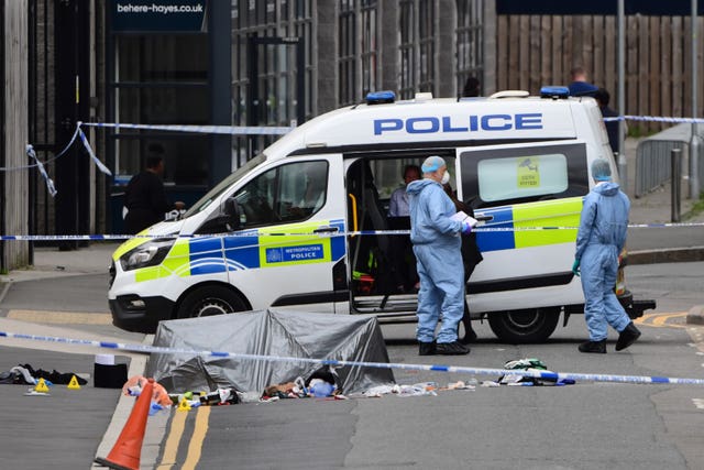Police at the scene in Hayes