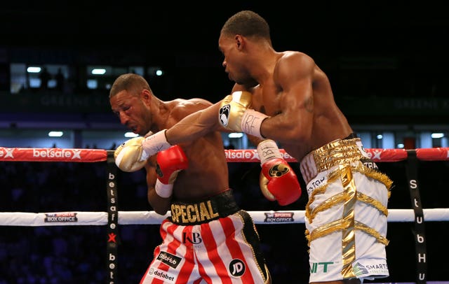 Errol Spence Jr, right, beat Kell Brook in Sheffield last year (Richard Sellers/PA)