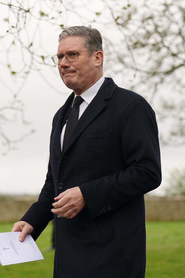 Labour leader Sir Keir Starmer following the funeral of former speaker of the House of Commons Betty Boothroyd at St George’s Church, Thriplow, Cambridgeshire