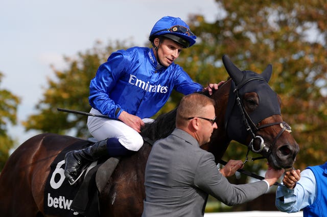 William Buick aboard Talk Of New York after winning the Betway Joel Stakes