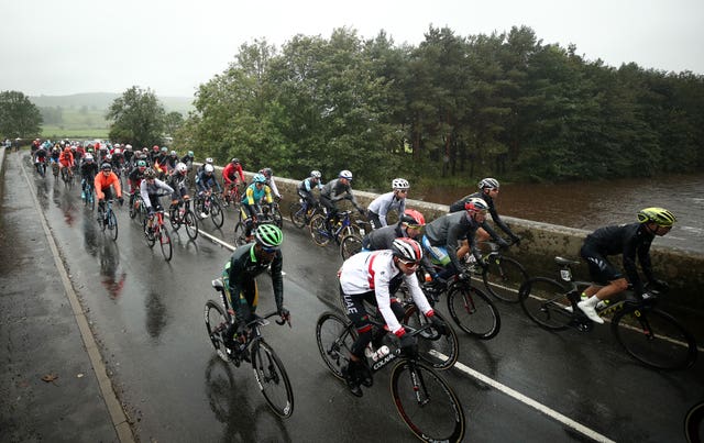 The race crosses the bridge at Wensley