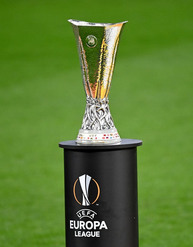 A general view of the UEFA Europa League Trophy after the UEFA Europa League final, at Gdansk Stadium, Poland