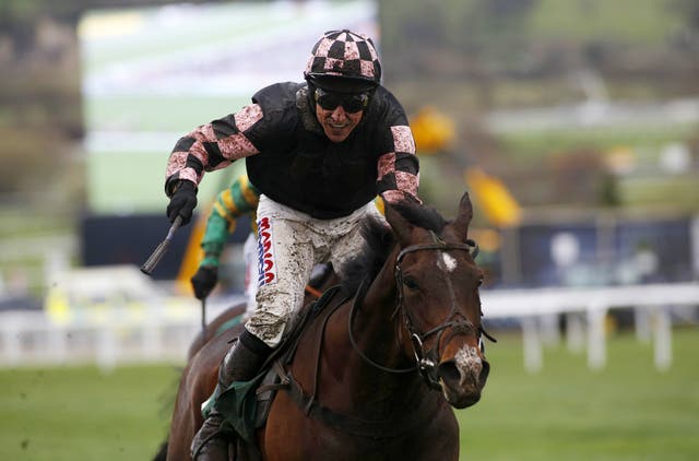 Ch’tibello, ridden by Harry Skelton, on the way to victory in the County Hurdle at Cheltenham
