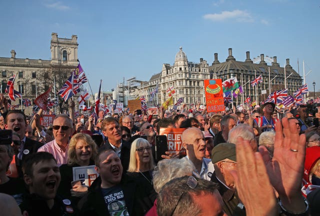 March to Leave protesters in Parliament Square