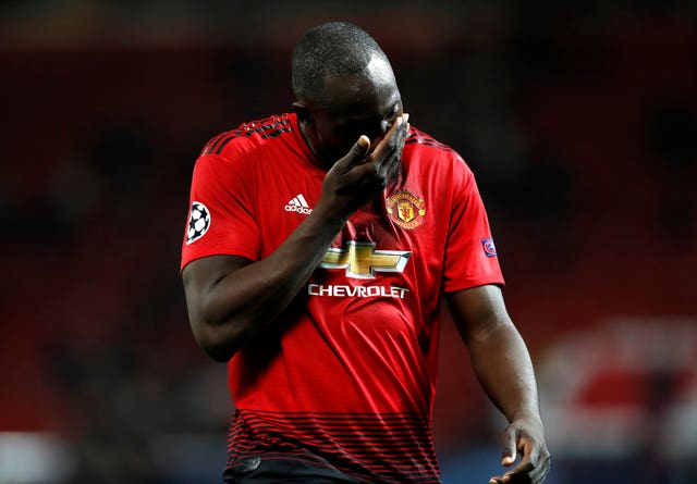 Romelu Lukaku is dejected at the final whistle