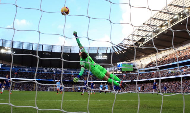 Chelsea goalkeeper Kepa Arrizabalaga was well beaten by Aguero