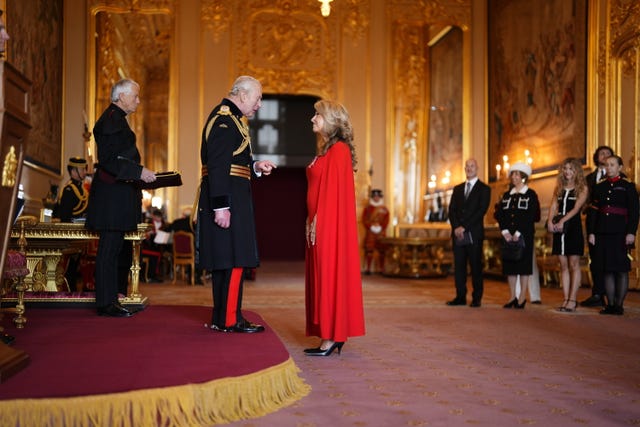 Tracy-Ann Oberman during her investiture with the King inside Windsor Castle