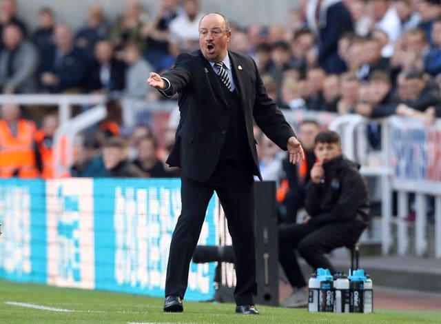 Newcastle manager Rafael Benitez was agitated at times on the touchline