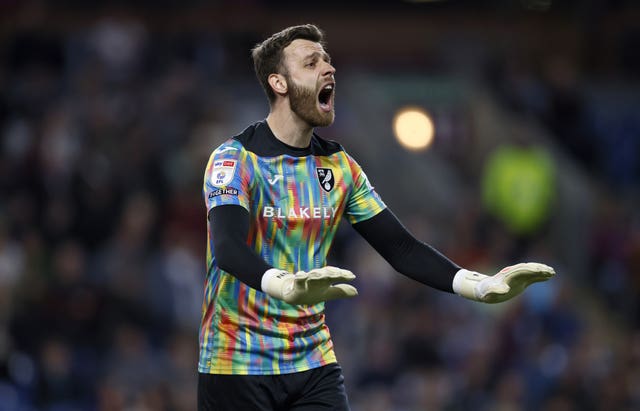 Angus Gunn playing for Norwich