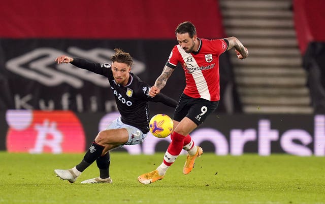 Aston Villa's Matty Cash  and Southampton's Danny Ings