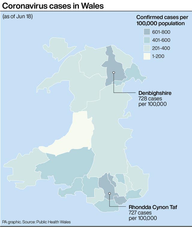 Coronavirus cases in Wales