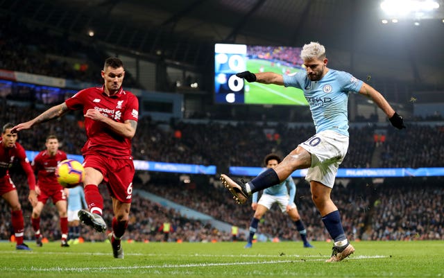 Manchester City’s Sergio Aguero scores