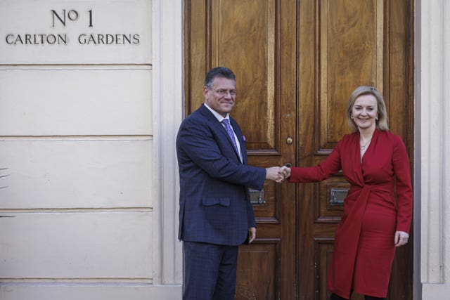 Liz Truss with European Commission vice-president Maros Sefcovic