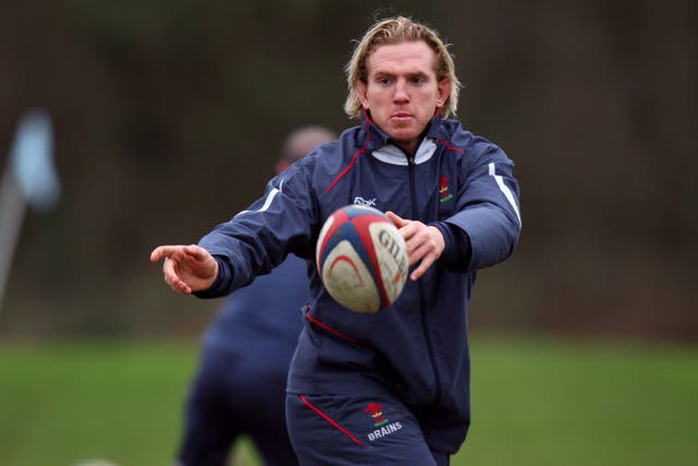 Former Wales number eight Alix Popham during a training session