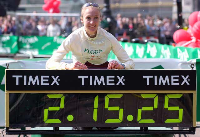 Paula Radcliffe won the 2003 London marathon in a world record time of two hours, 15 minutes, 25 seconds 
