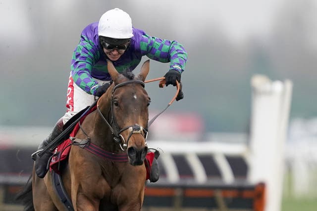 Richard Johnson in full flow on Thyme Hill en route to victory in the Ladbrokes Long Distance Hurdle at Newbury this season