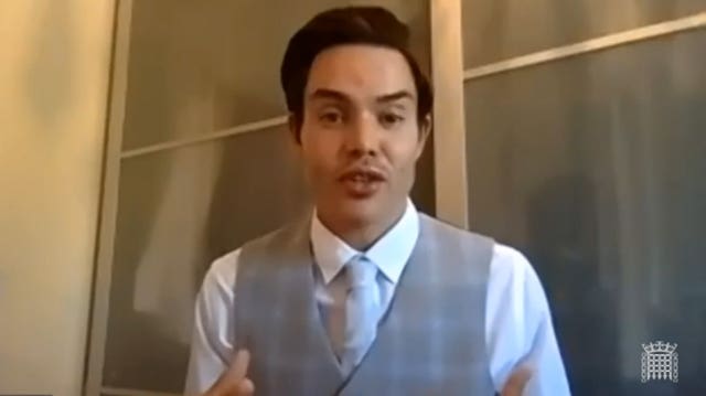 Bobby Norris giving evidence via video link to MPs