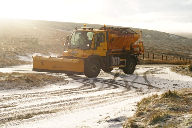 A snow plough in Nenthead in Cumbria
