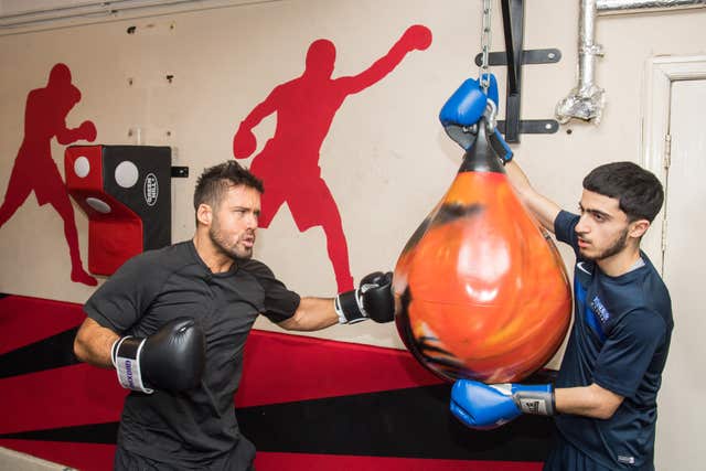 Spencer Matthews during a visit to the Boxing Academy (Dominic Lipinski/PA)