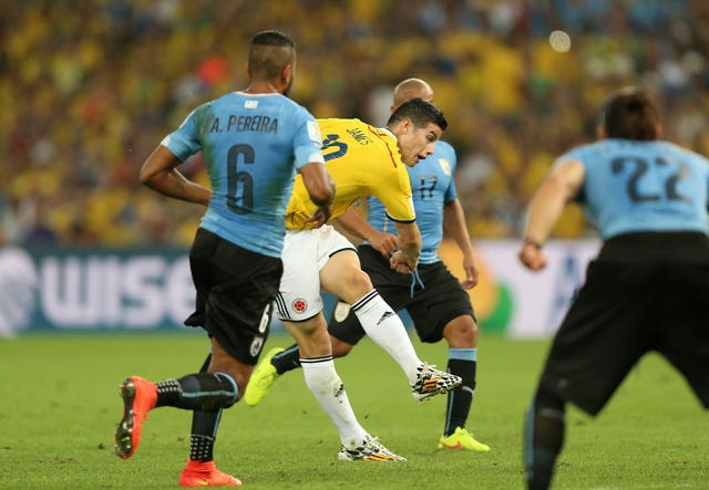 James Rodriguez scored two against Uruguay in the last 16 in 2014 (Mike Egerton/PA)