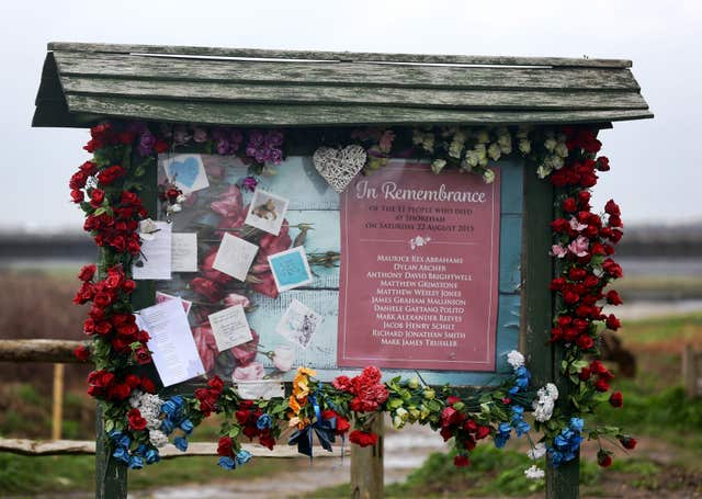 A memorial board near Shoreham Airport (Gareth Fuller/PA)