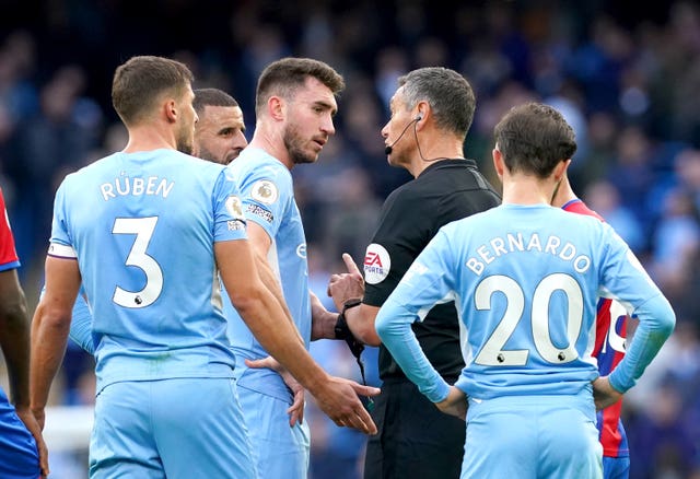 Manchester City’s Aymeric Laporte was sent off 