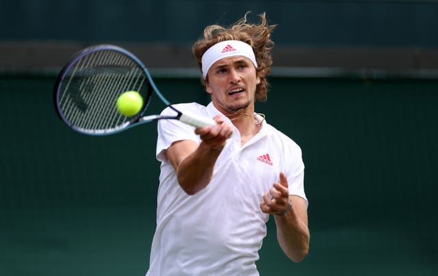 Alexander Zverev in action at Wimbledon on 2021