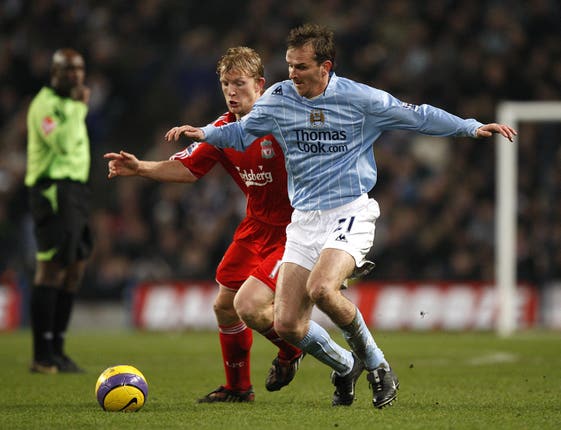 Hamann (right) spent three seasons at City