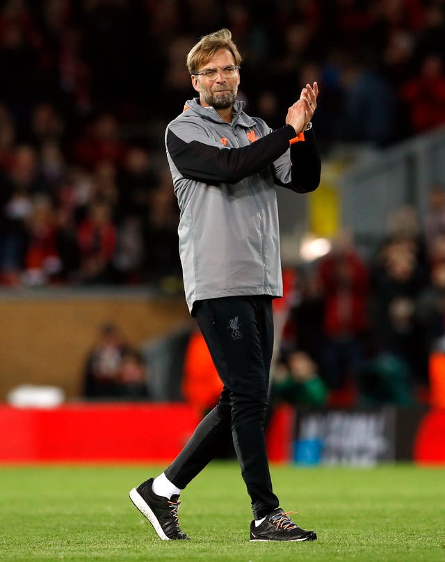Liverpool manager Jurgen Klopp applauds the fans after the game