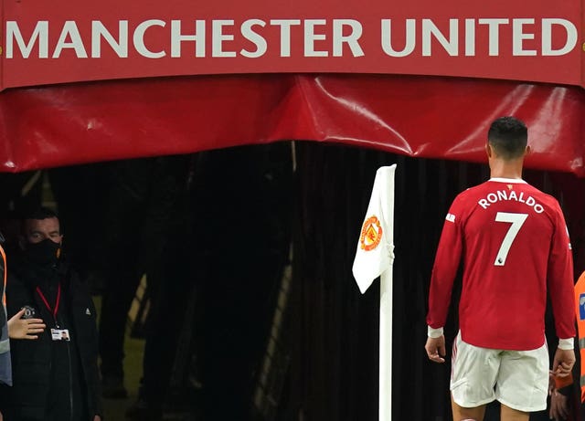 Manchester United’s Cristiano Ronaldo heads to the tunnel after the final whistle