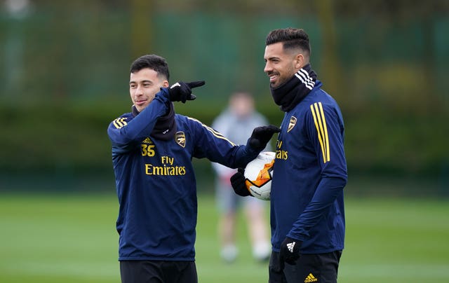 Pablo Mari, right, joined Arsenal in January