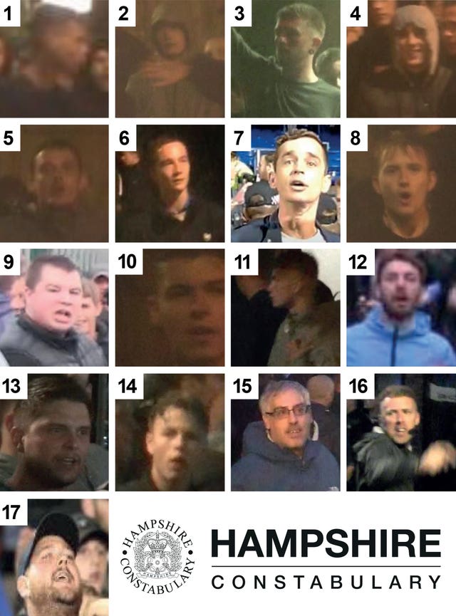 Hamphire police appeal for identification of 17 people after Carabao cup match