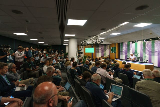 Rafael Nadal during a press conference, where he has announced he has withdrawn from Wimbledon