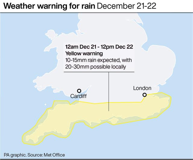 Weather warnings for rain