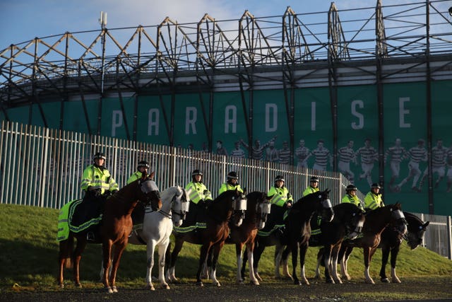 There was a heavy police presence at Celtic Park on Sunday