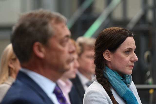 Nigel Farage and Annunziata Rees-Mogg at the launch of the Brexit Party’s European election campaign