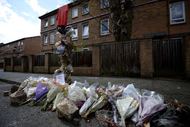 Tributes on Ferncliff Road in Hackney, where Abraham Badru was shot dead (Kirsty O'Connor/PA)