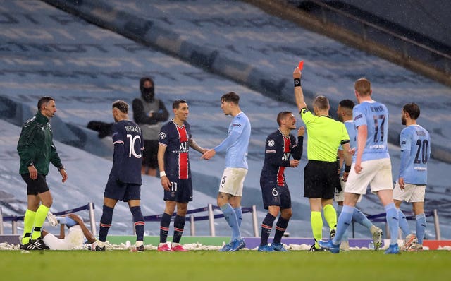 Riyad Mahrez at the double as Man City sink 10-man PSG to reach first final