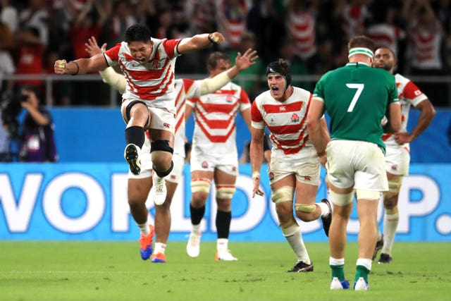 Japan celebrated a shock 19-12 World Cup win over Ireland