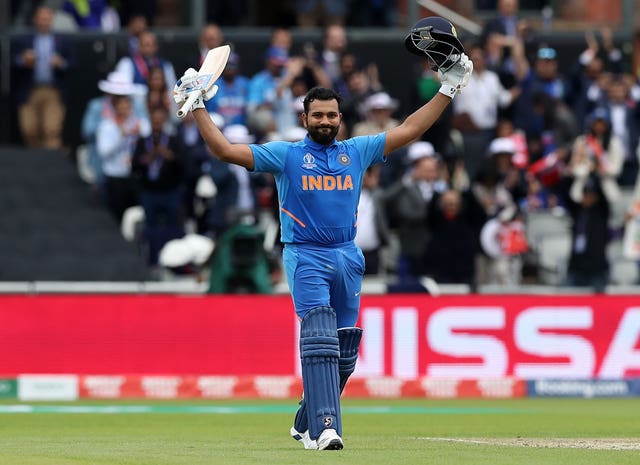 Rohit Sharma celebrates reaching his century