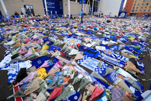 Tributes have been paid outside the King Power stadium