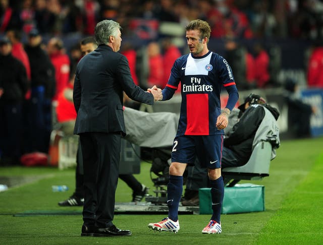 David Beckham leaves the field for the last time