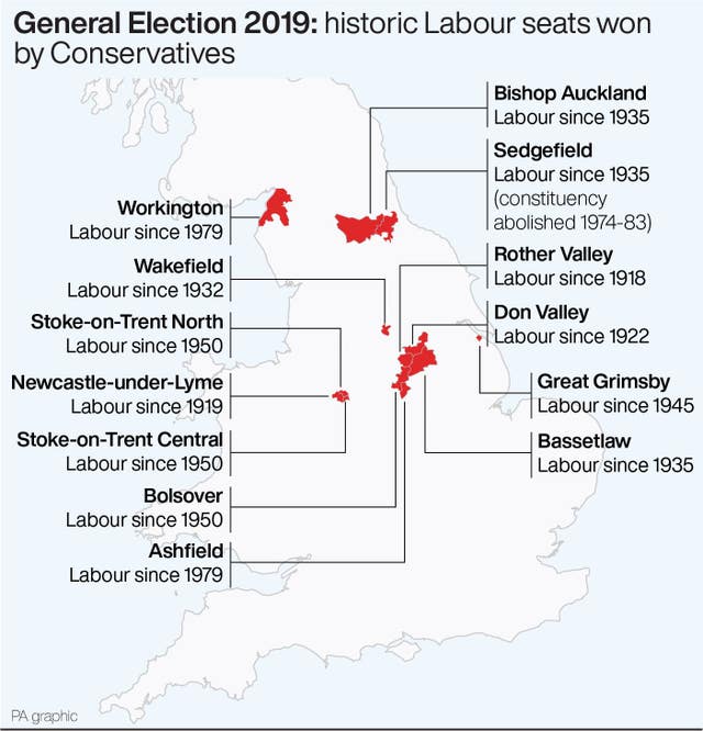 Historic Labour seats won by Conservatives